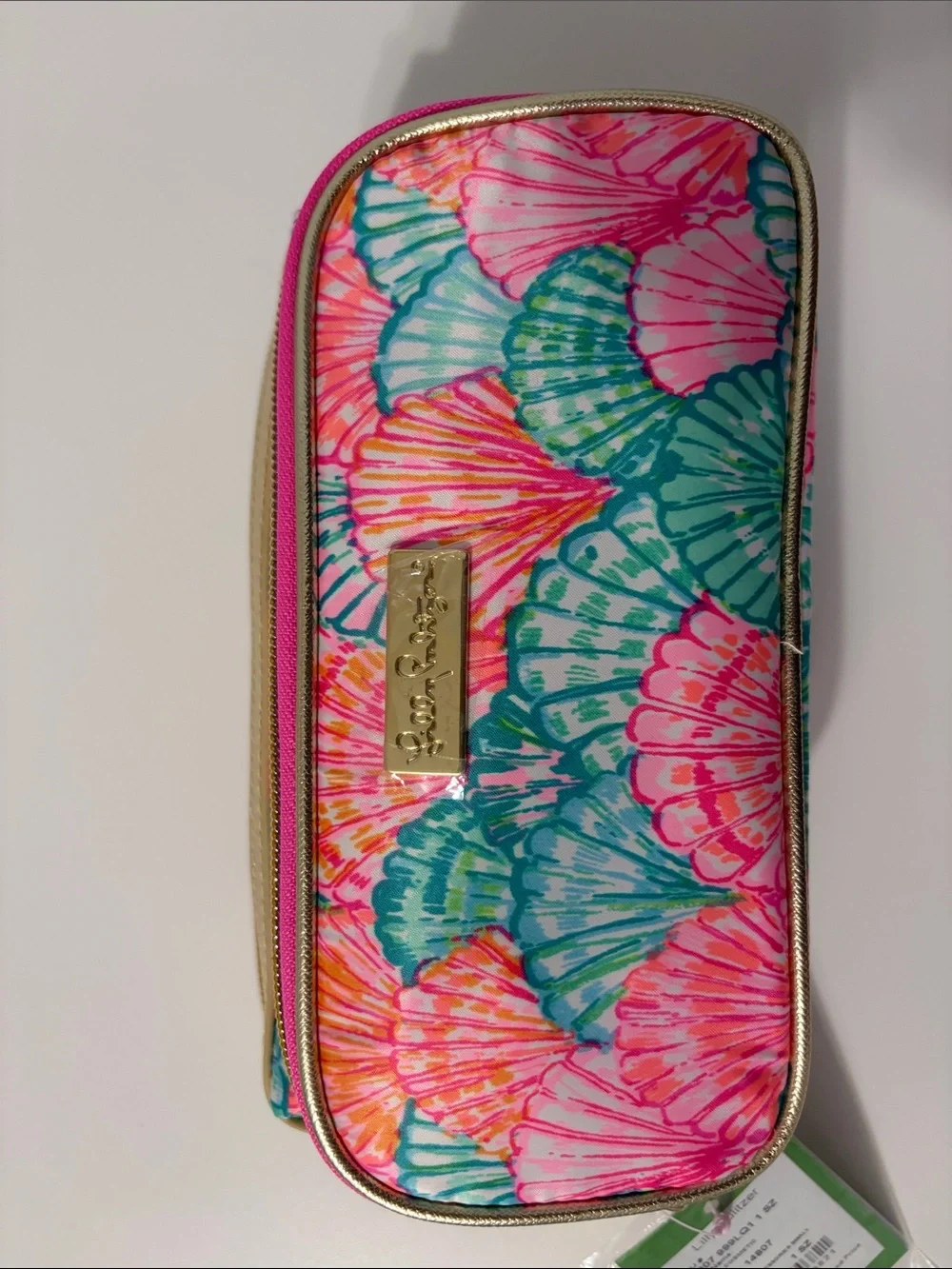 Lilly Pulitzer Pink Teal Shell Double-Zip Cosmetic Case