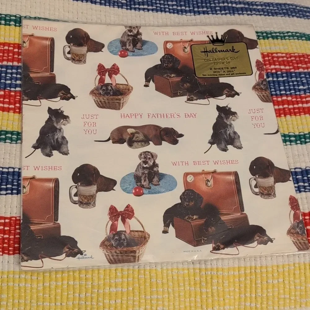 Hallmark vintage Father's‎ Day dog gift wrapping paper NIP