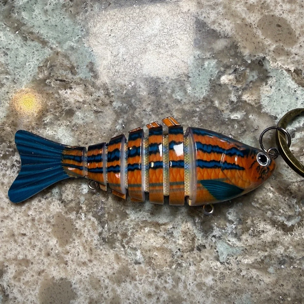 Wooden mock fish lure keychain 8