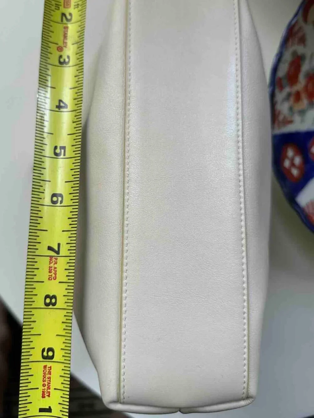 NWT Leatherology Full Grain Italian Leather Large Accessory Pouch Ivory Smooth