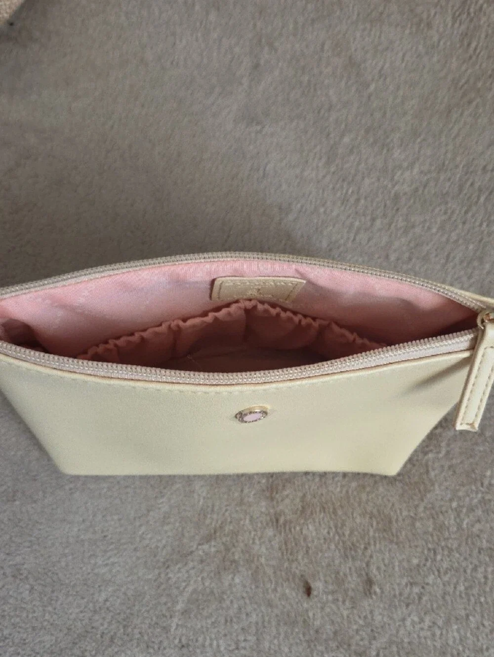 Bvlgari Cream Zip Pouch Cosmetic Clutch