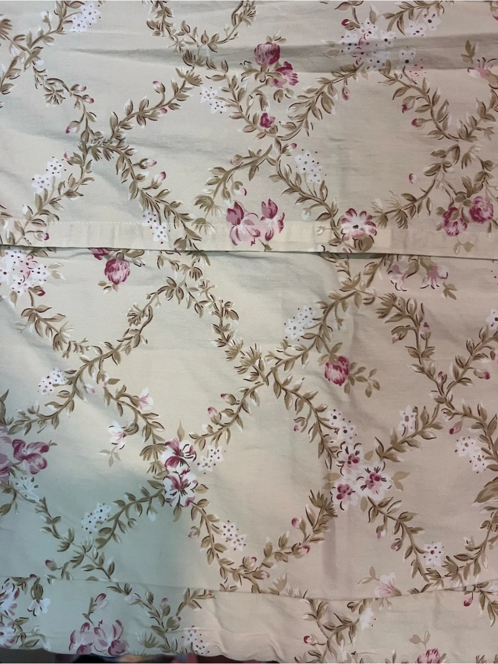 Handmade Floral Patchwork Quilted pillowcases Pink and Cream Standard, Set of 2