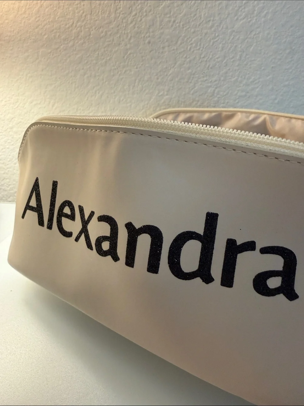 Alexandra Embossed Cosmetic Pouch - Cream
