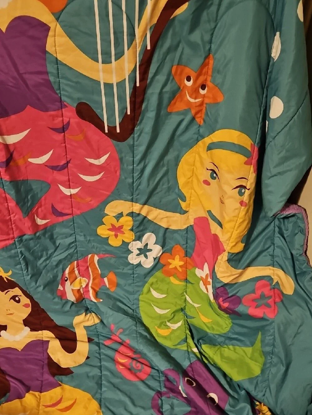 Children's Mermaid Comforter in Teal, Pink & Yellow