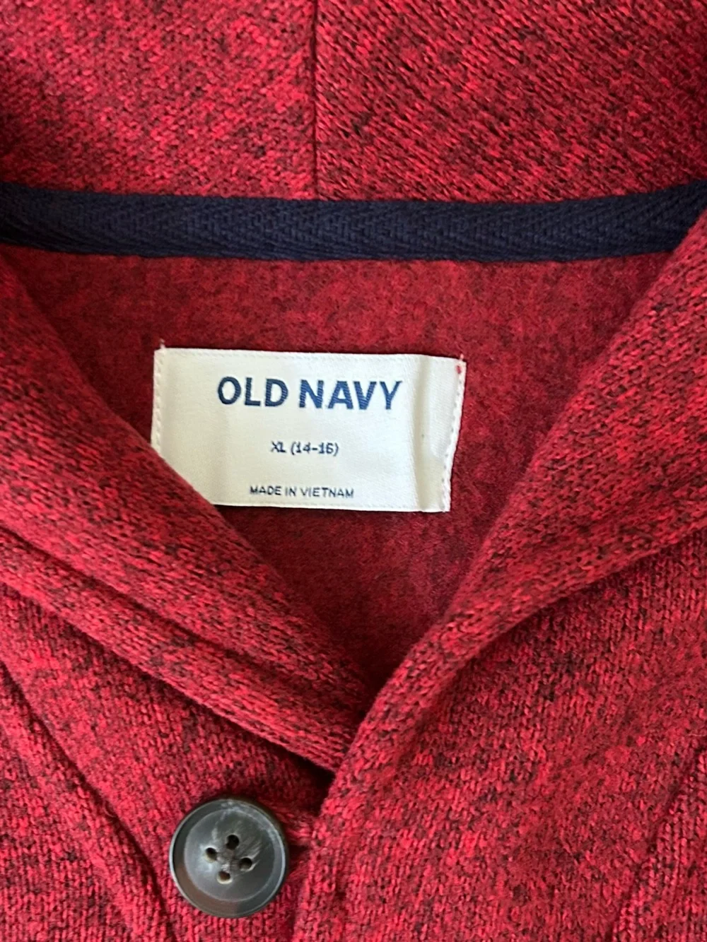 NWT Old Navy Boys’ Red V-Neck Shawl Collar Sweater