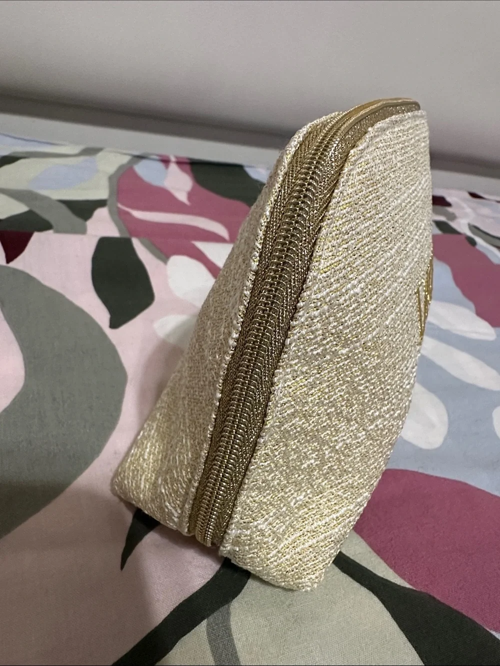 Dior Gold Metallic Embroidered Novelty Cosmetic Pouch