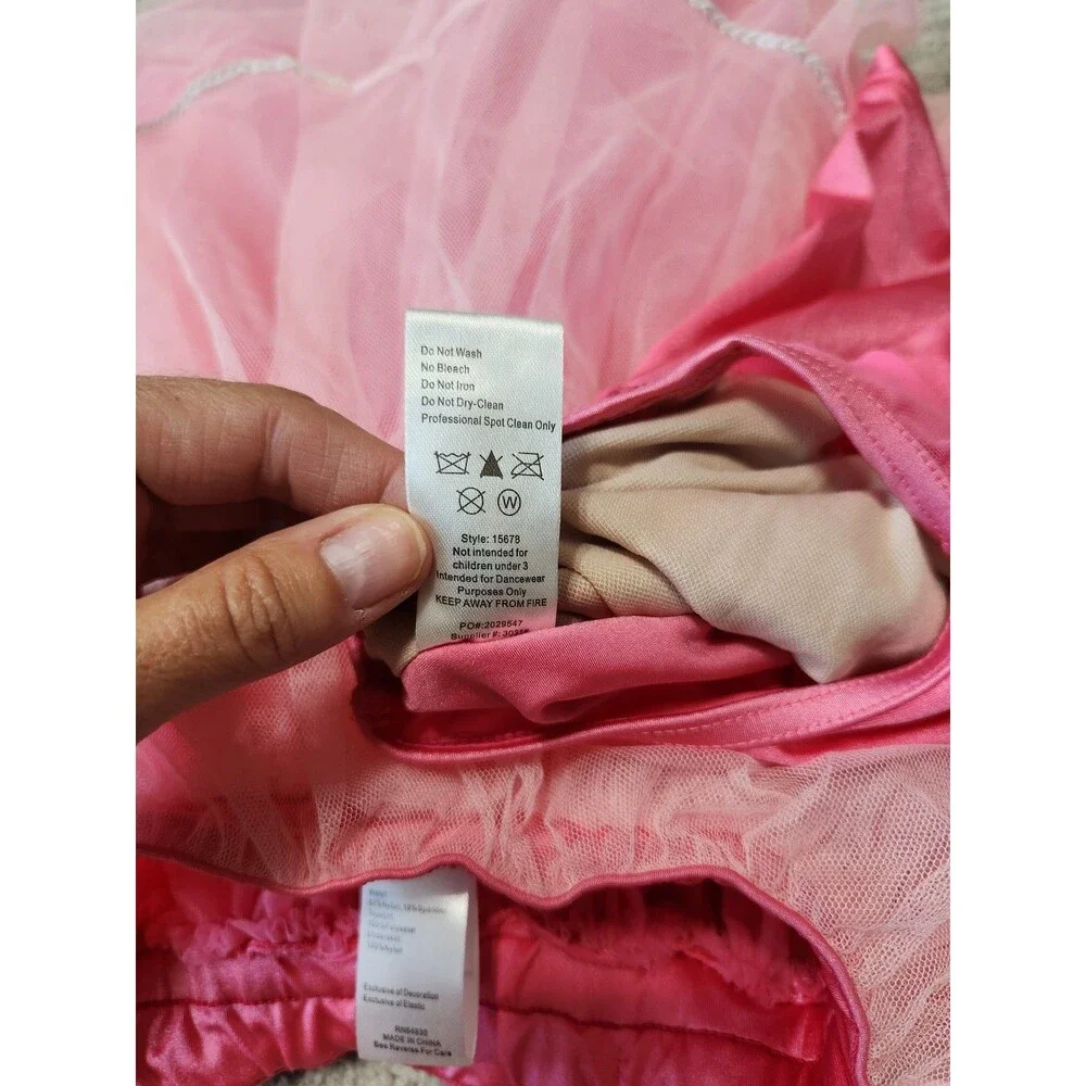 Weissman girls pink sequin dance leotard and tutu costume size SC (6/6X)