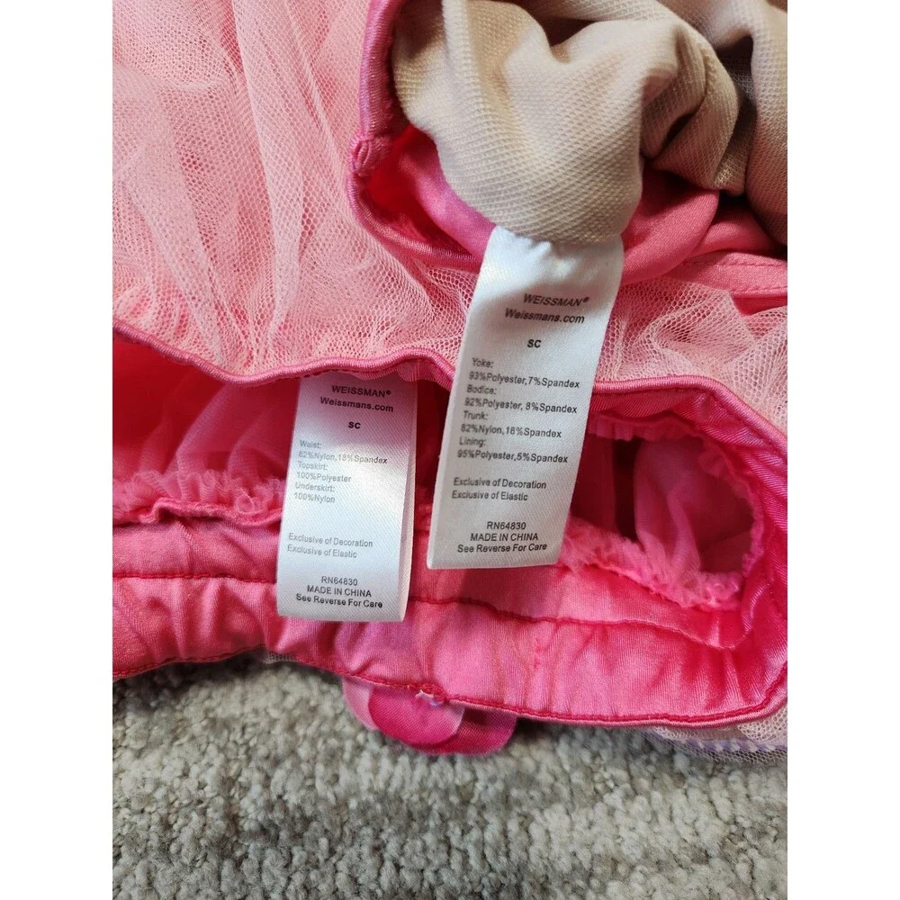 Weissman girls pink sequin dance leotard and tutu costume size SC (6/6X)