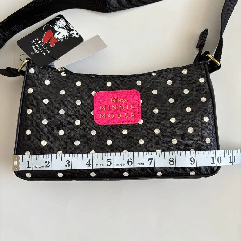 Bioworld Disney Minnie Mouse Black Polka Dot Crossbody Coin Pouch Set NWT