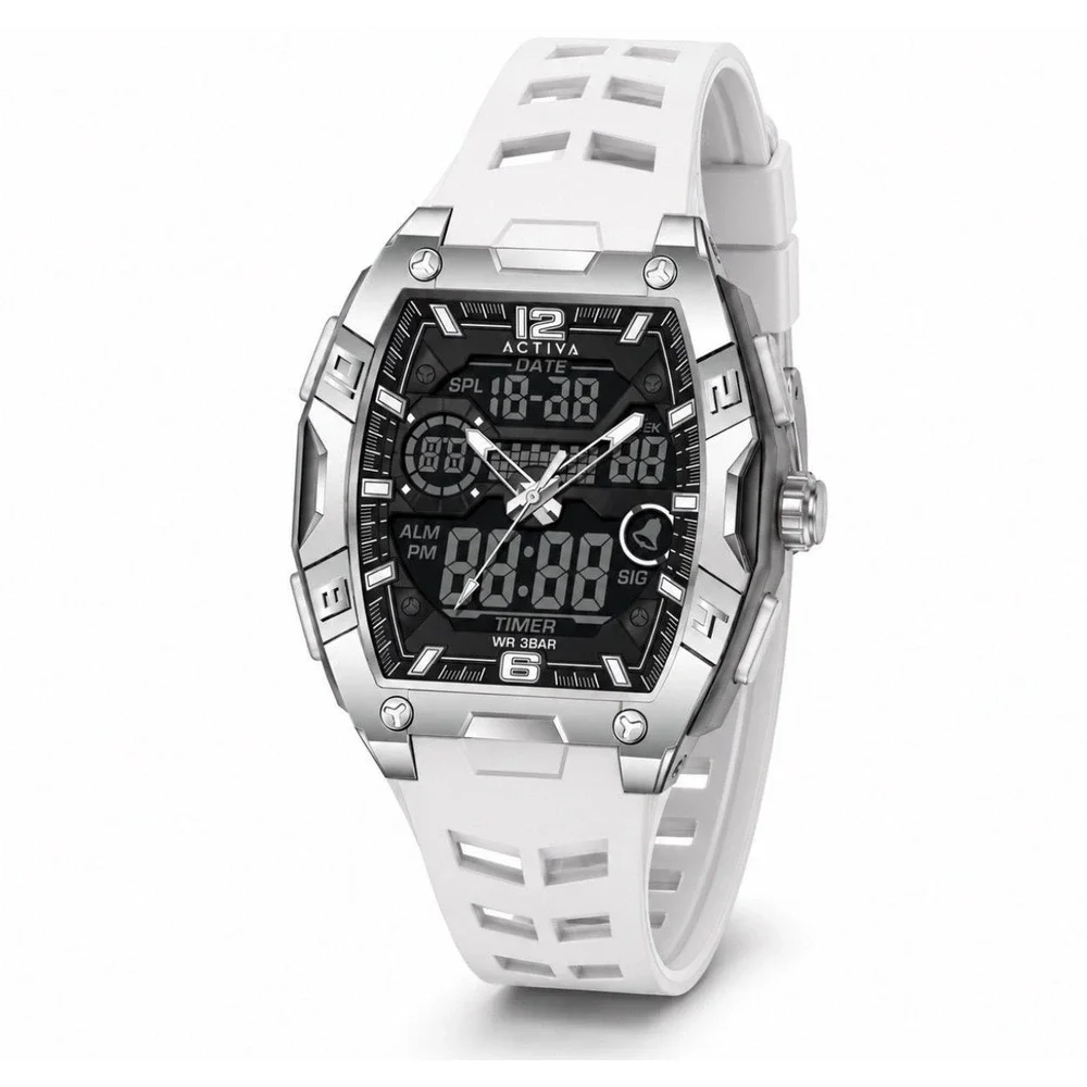 activa venzis x invicta digital men's watch 50mm white acw8131-001