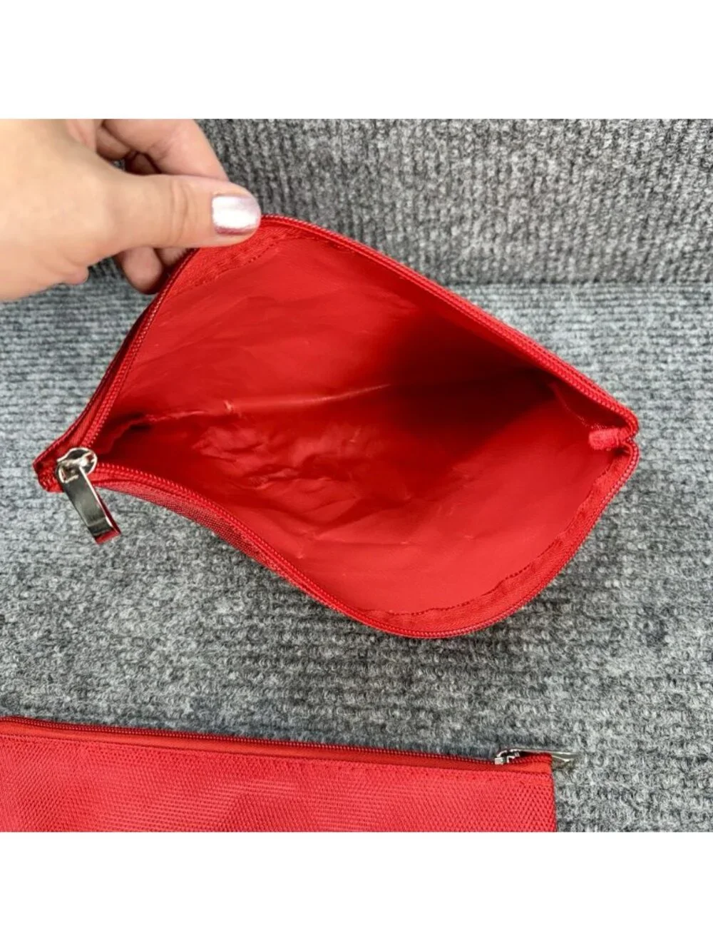 The Real Real Zippered Dust Bag Red Accessories Cosmetic Pouch Designer Nylon