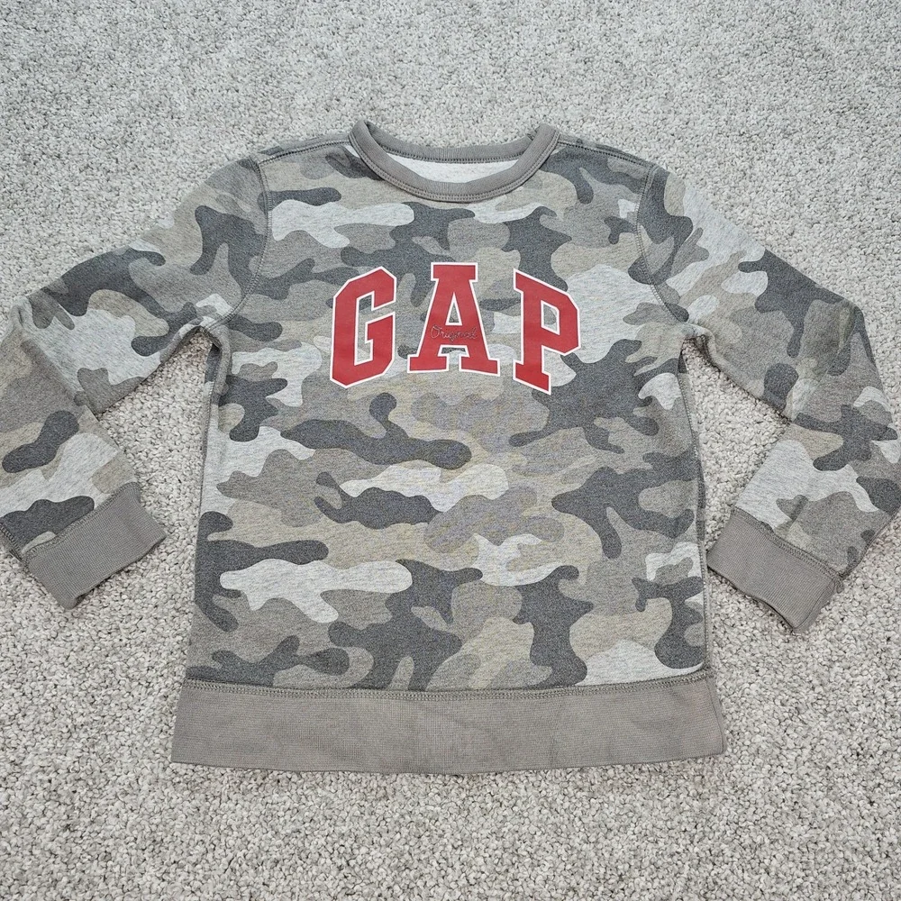 Boys Gap Kid Camouflage Size Small 6/7 Round Neck‎ Long Sleeve Sweater