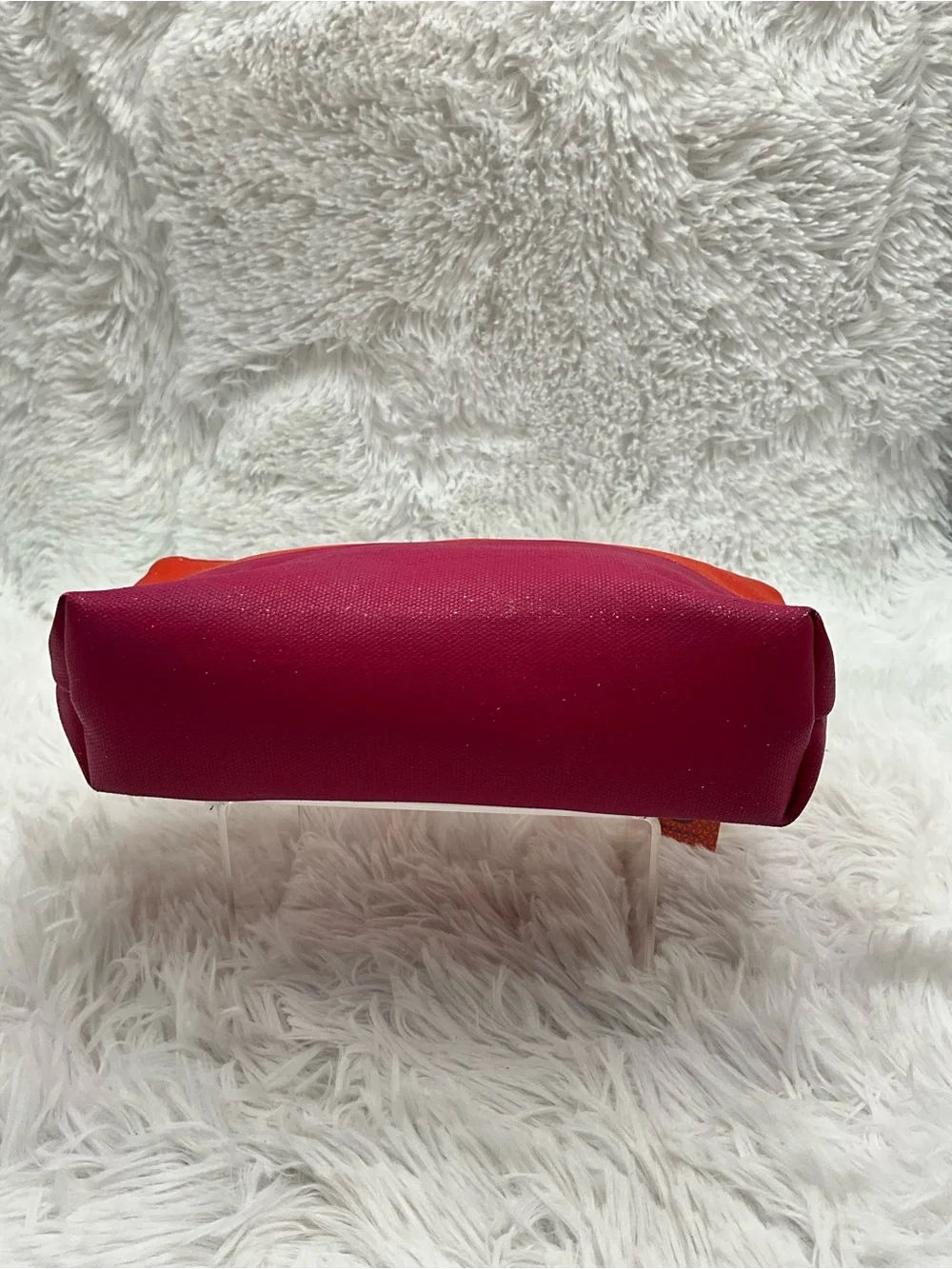 Tory Burch Orange and Red Colorblock Cosmetic Case NWT w/ Storage Wear