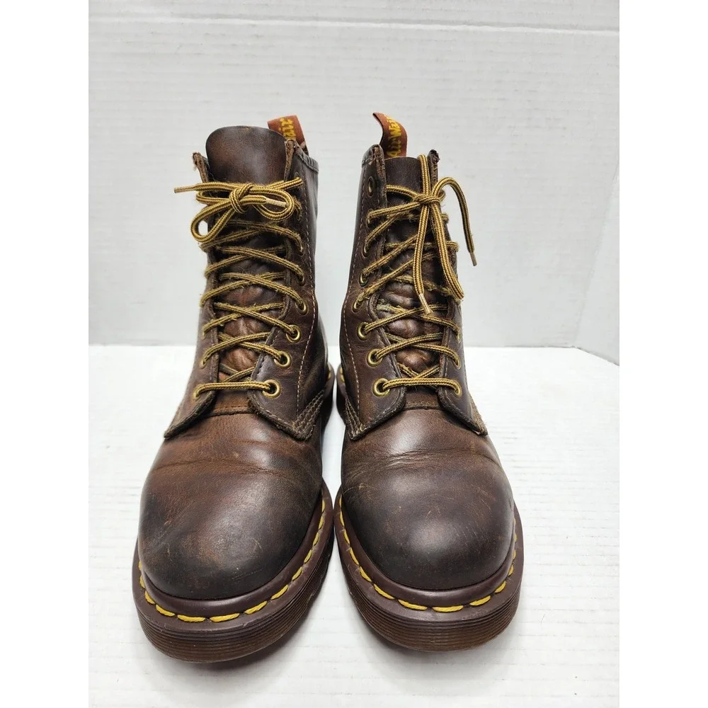 Dr Martens Doc Crazy Horse Brown 8-Eye Leather Boots 1460 Women's 5 Vintage