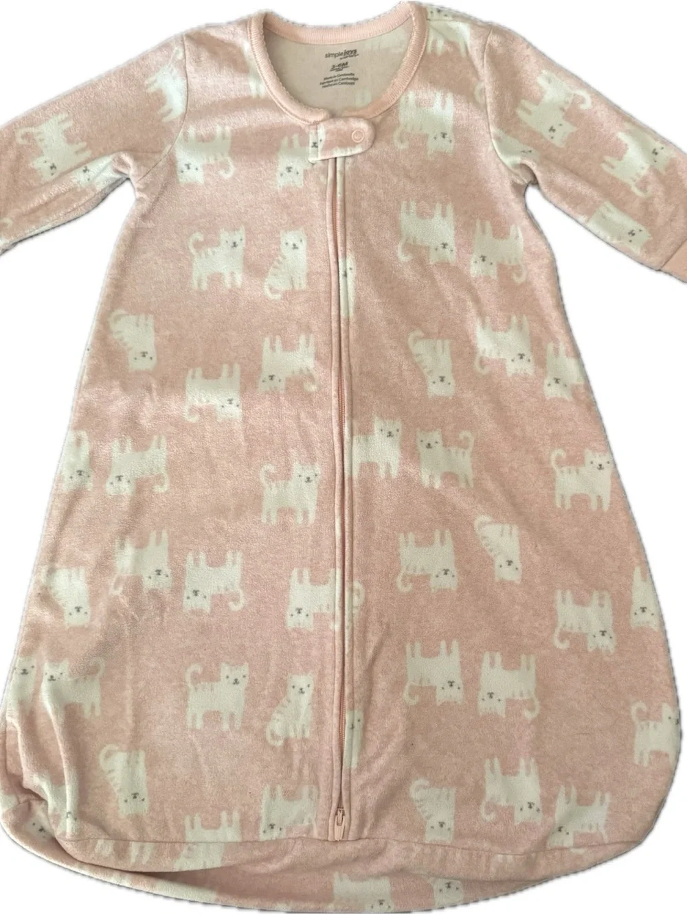 Girls' Pink Cat Print Sleep Sack - Soft Zip-Front Pajama
