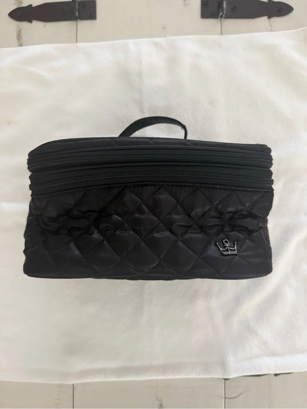 Oliver Thomas Quilted Black Cosmetic Train Case