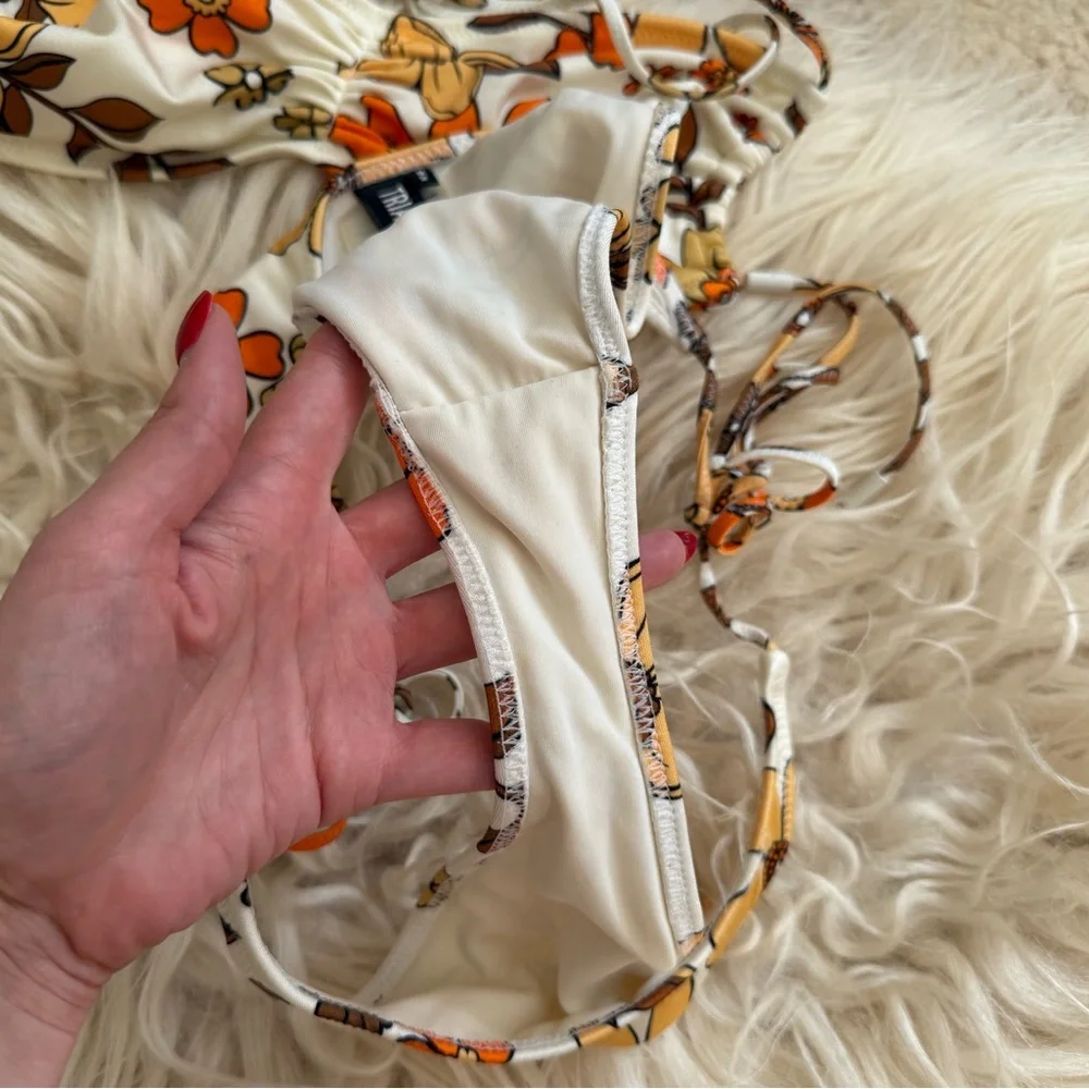 triangl swimwear White Floral Bikini with Orange & Yellow Flowers
