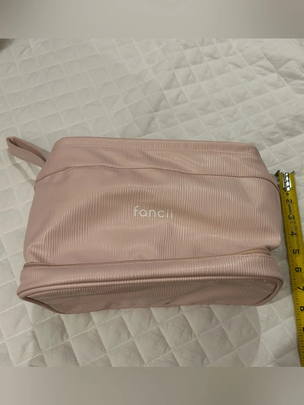 Fancii Soft Blush Cosmetic Pouch with Bottom Compartment