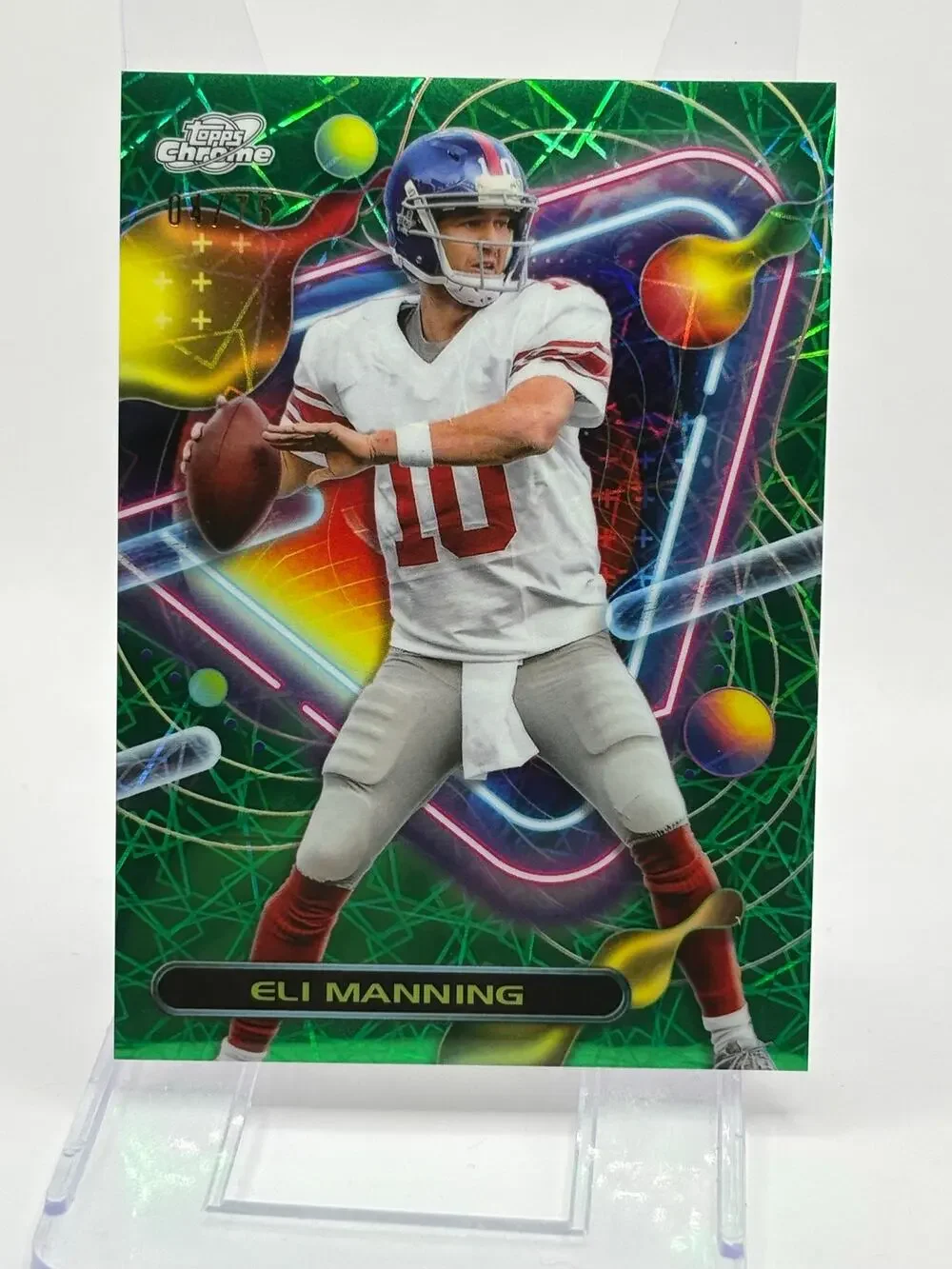 2023 Topps Cosmic Chrome Eli Manning Green Space Dust Refractor 4/75 SP Giants