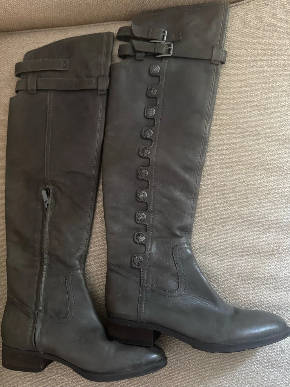 Sam Edelman Gray Over-the-Knee Leather Riding Boots