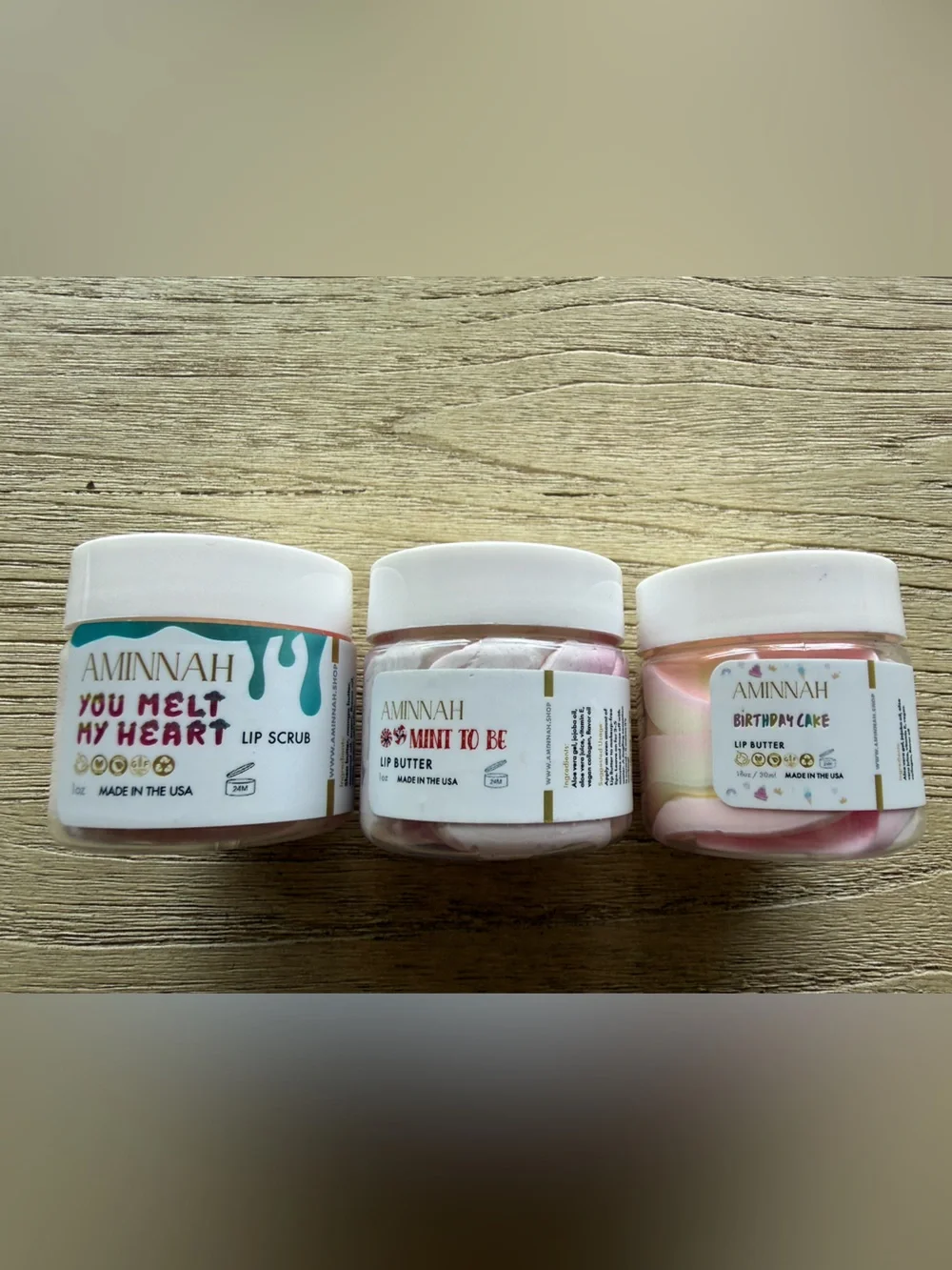 Aminnah 3-piece Bundle - Lip Butter and Lip Scrub