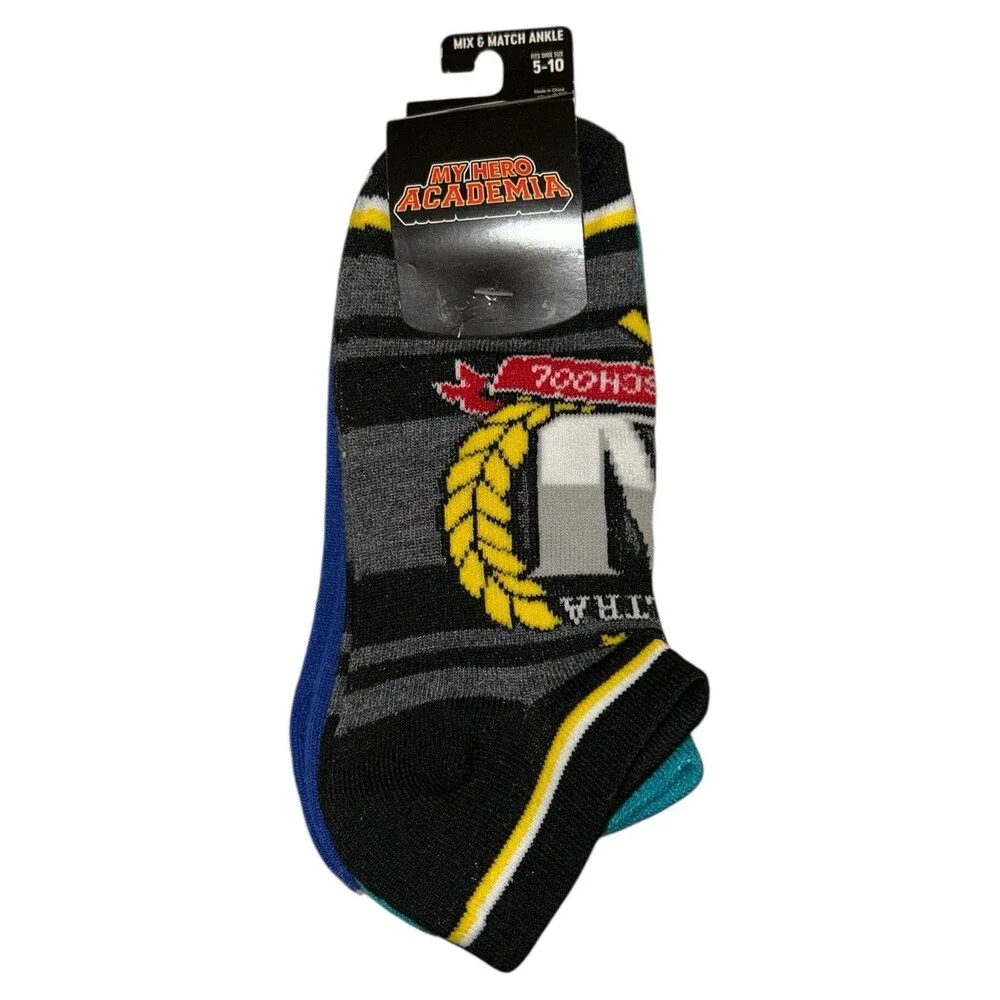 3x My Hero Academia Novelty Ankle Cut Socks Adult Set Size 5-10