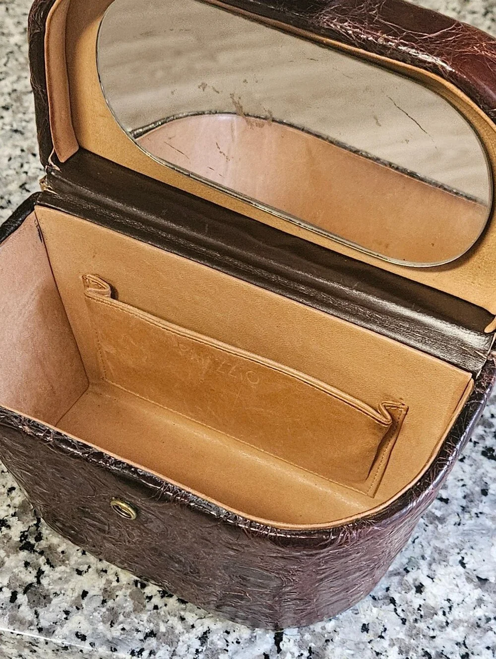 Vintage 1950s Palizzio Brown Genuine Crocodile Alligator Box Purse Handbag
