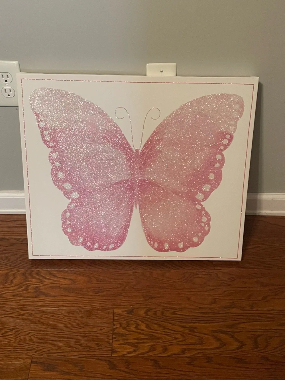 Pink Glitter Butterfly Wall Art Canvas Accent