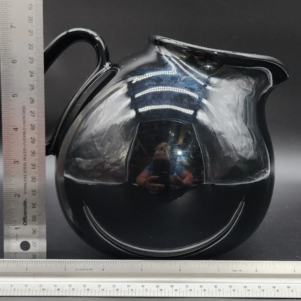 Waechtersbach 6in Black Orb Pitcher Spain MCM Minimalist Sleek Retro Glossy Jug