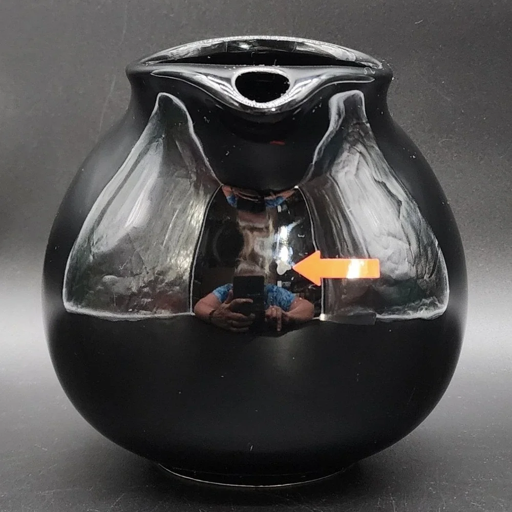 Waechtersbach 6in Black Orb Pitcher Spain MCM Minimalist Sleek Retro Glossy Jug