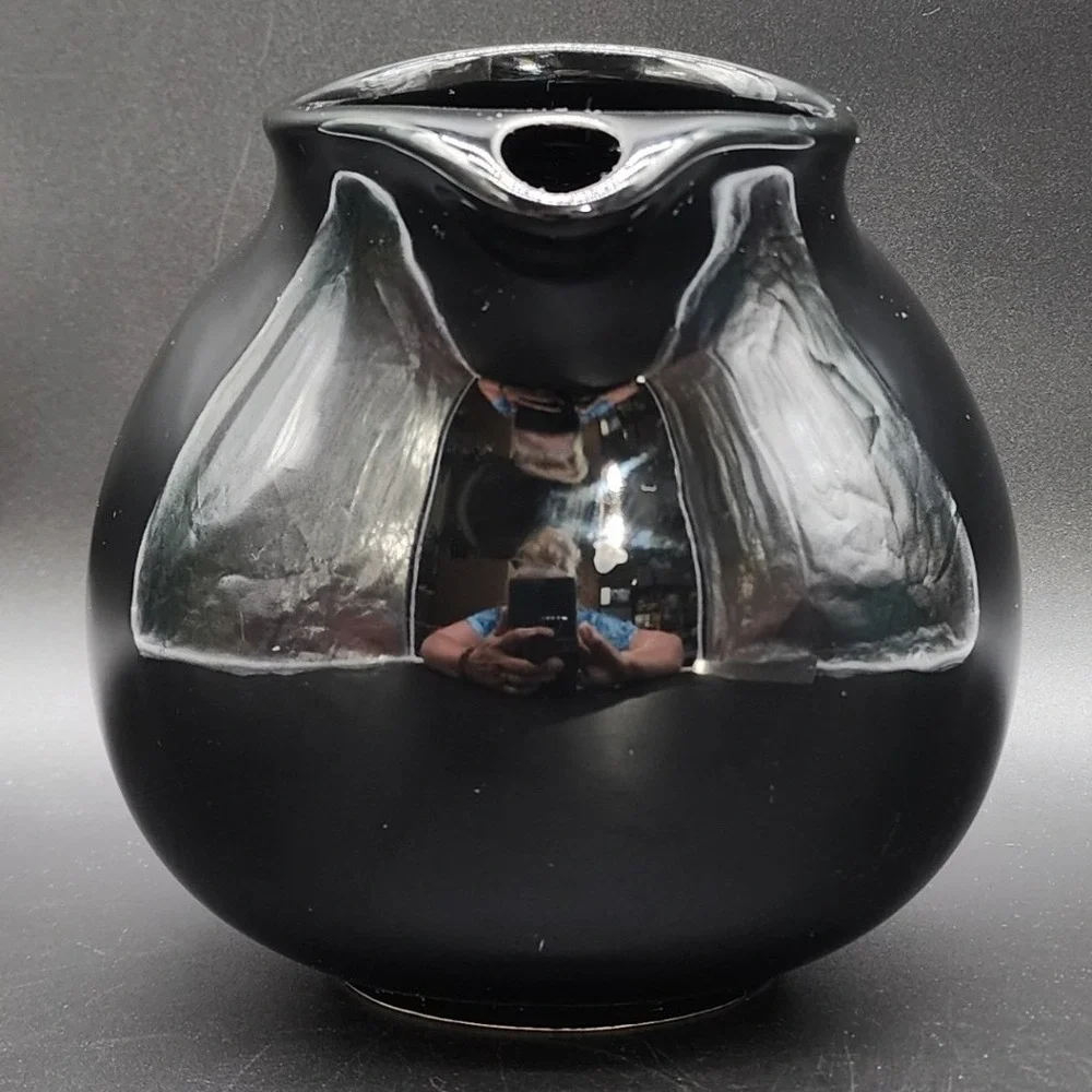 Waechtersbach 6in Black Orb Pitcher Spain MCM Minimalist Sleek Retro Glossy Jug