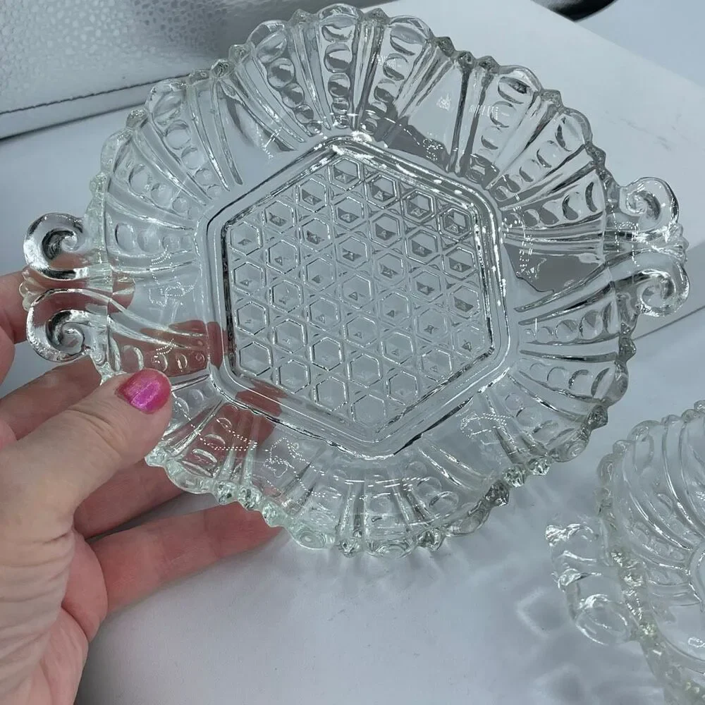 Vintage lot of Anchor Hoking -dot & cane -hexagon -curled handle dishes