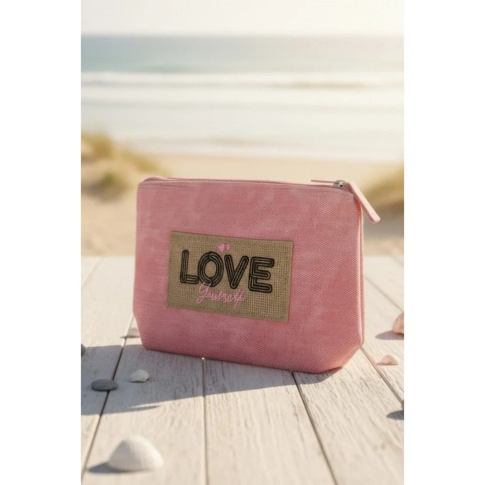 Makeup Bag Womens Small Pink New Love Pouch