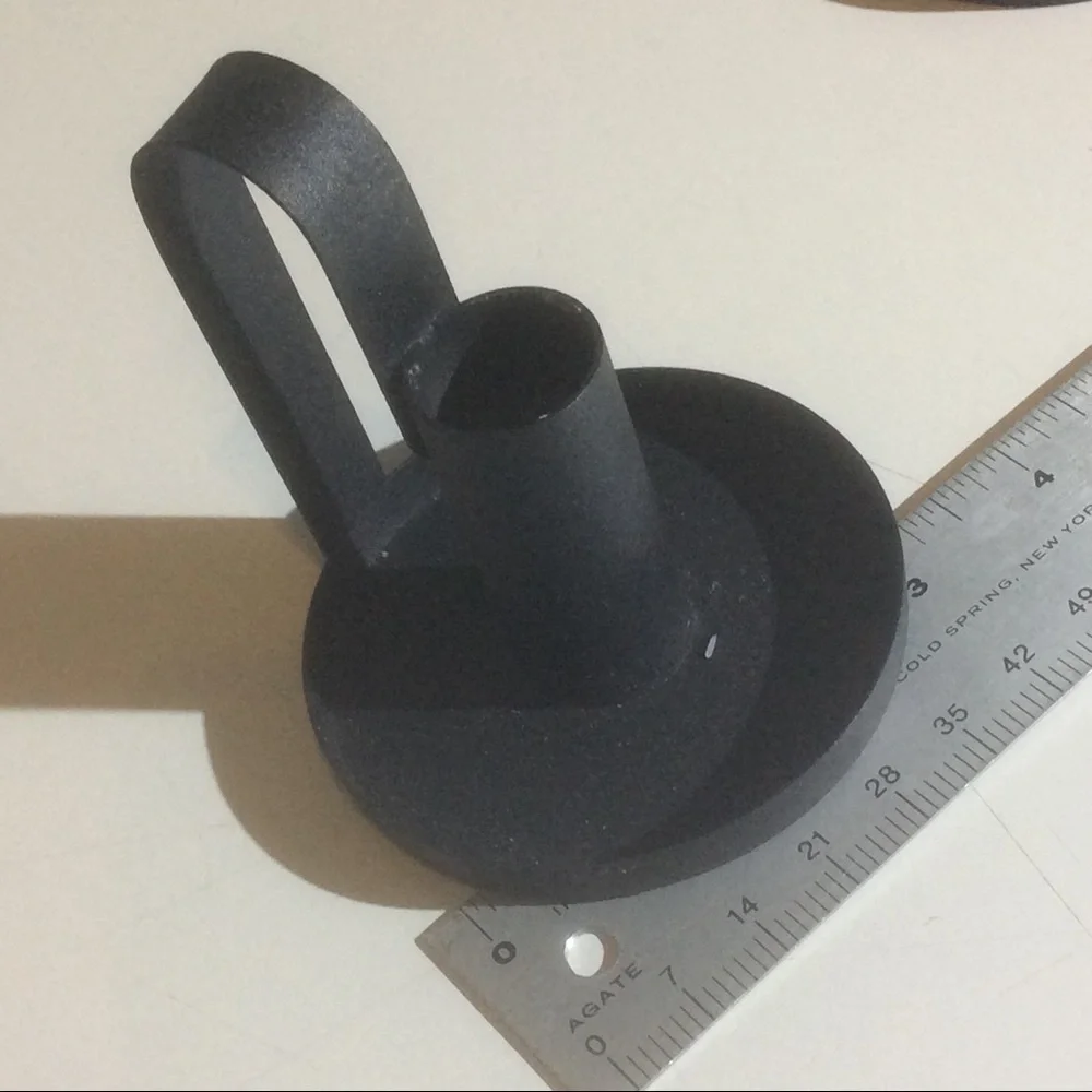 2 Black Metal Taper Holders + White Tall Candles