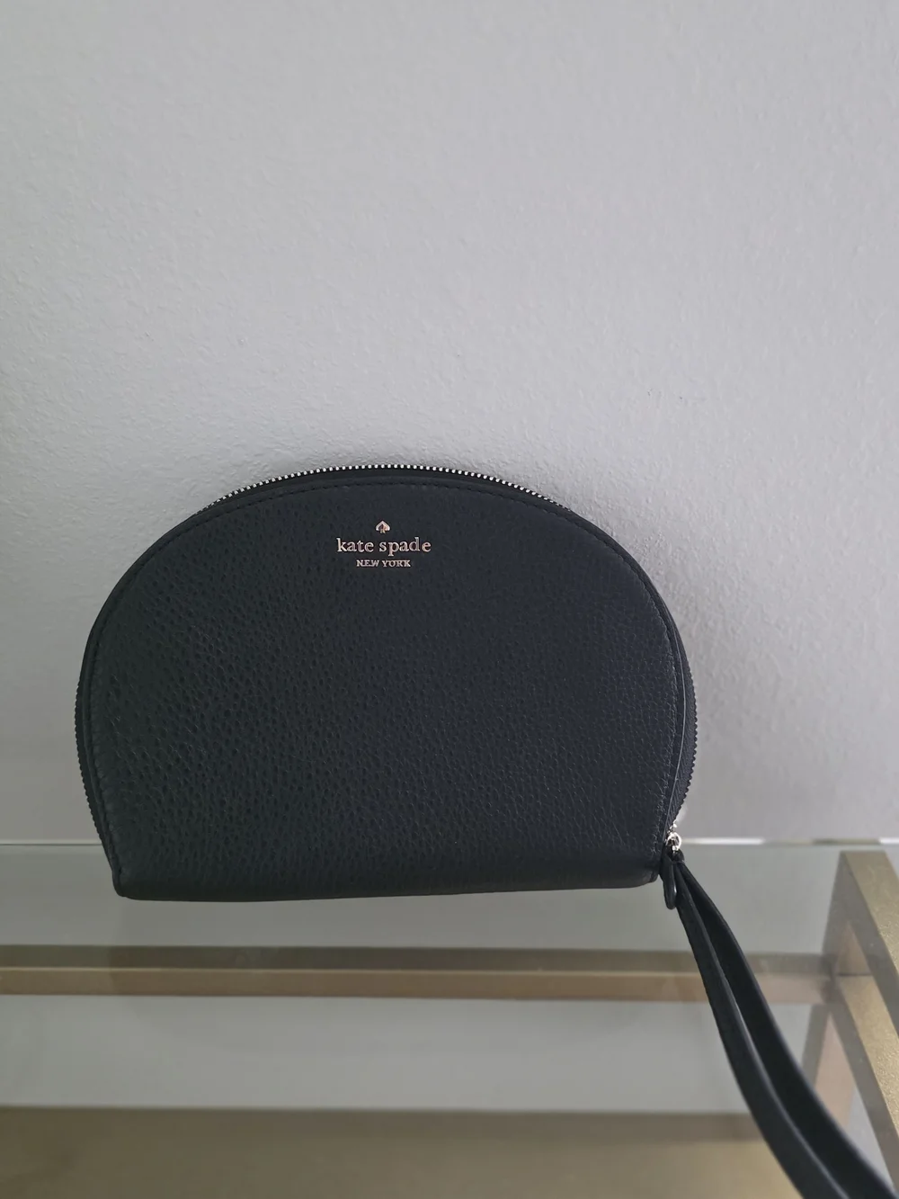 kate spade New York Black Leather Wristlet Pouch