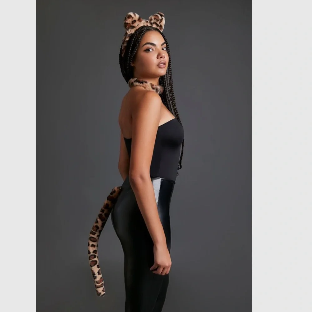 Leopard Headband Necklace & Tail Costume