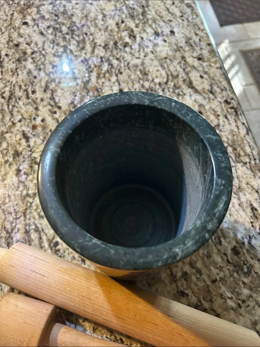 Marble utensil holder durable wooden