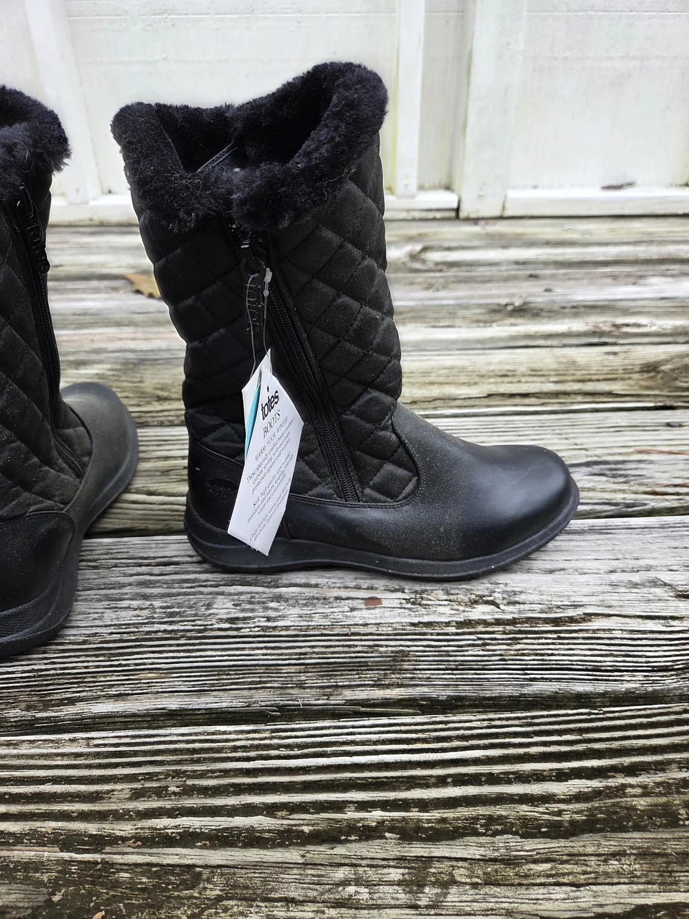 Totes Women's Black Faux Fur Lined Mid-Calf Snow Boots
