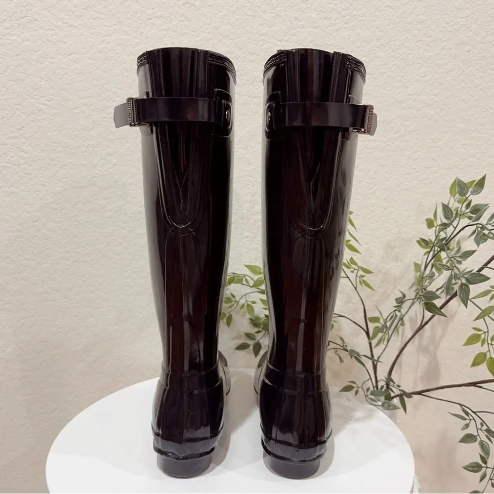 Hunter Women's Original Tall Gloss Rain Boots Knee High Size US8 NWOB
