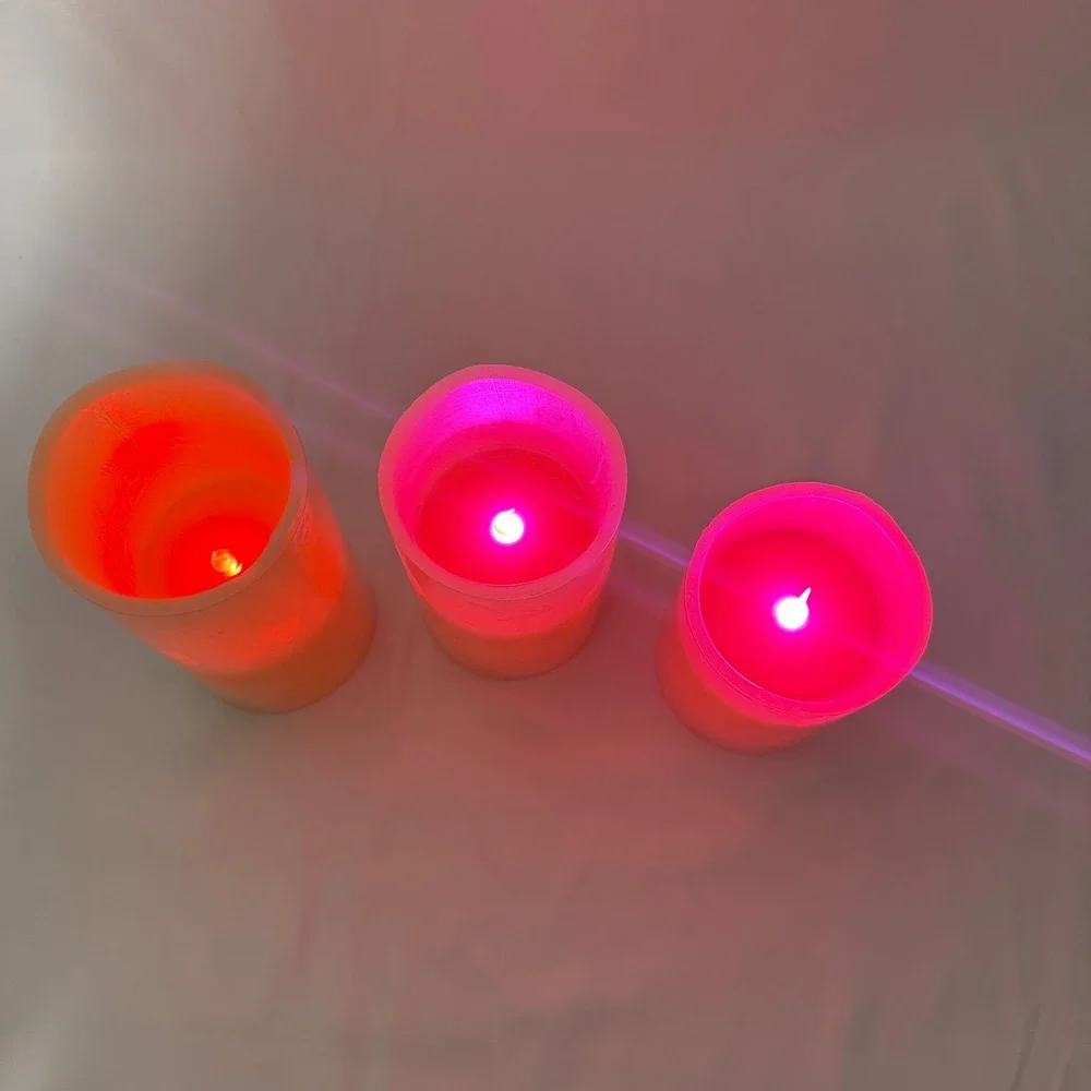 Glow Candles LED Pillar Candles Cream Color Changing Remote Set of 3