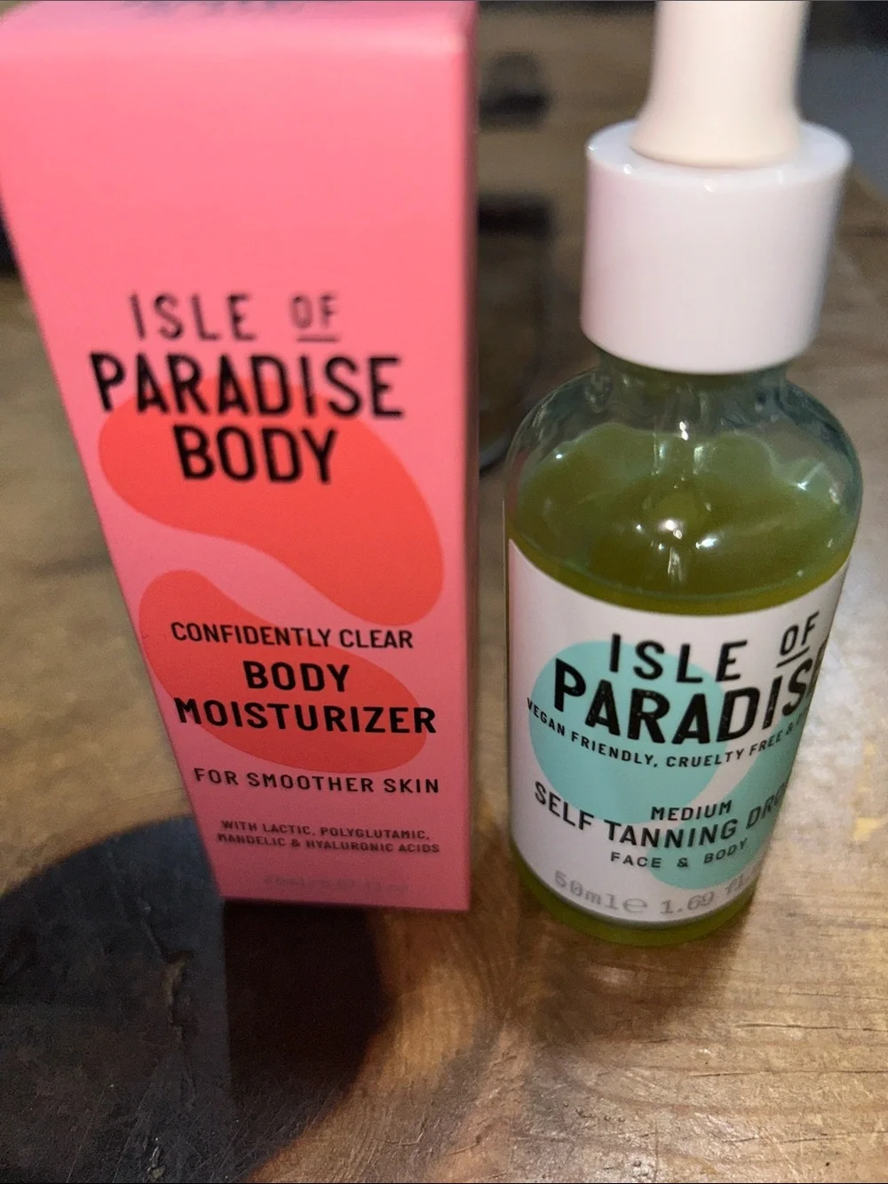 Isle of Paradise Self Tanning Drops Medium + Confidently Clear Body Moisturizer