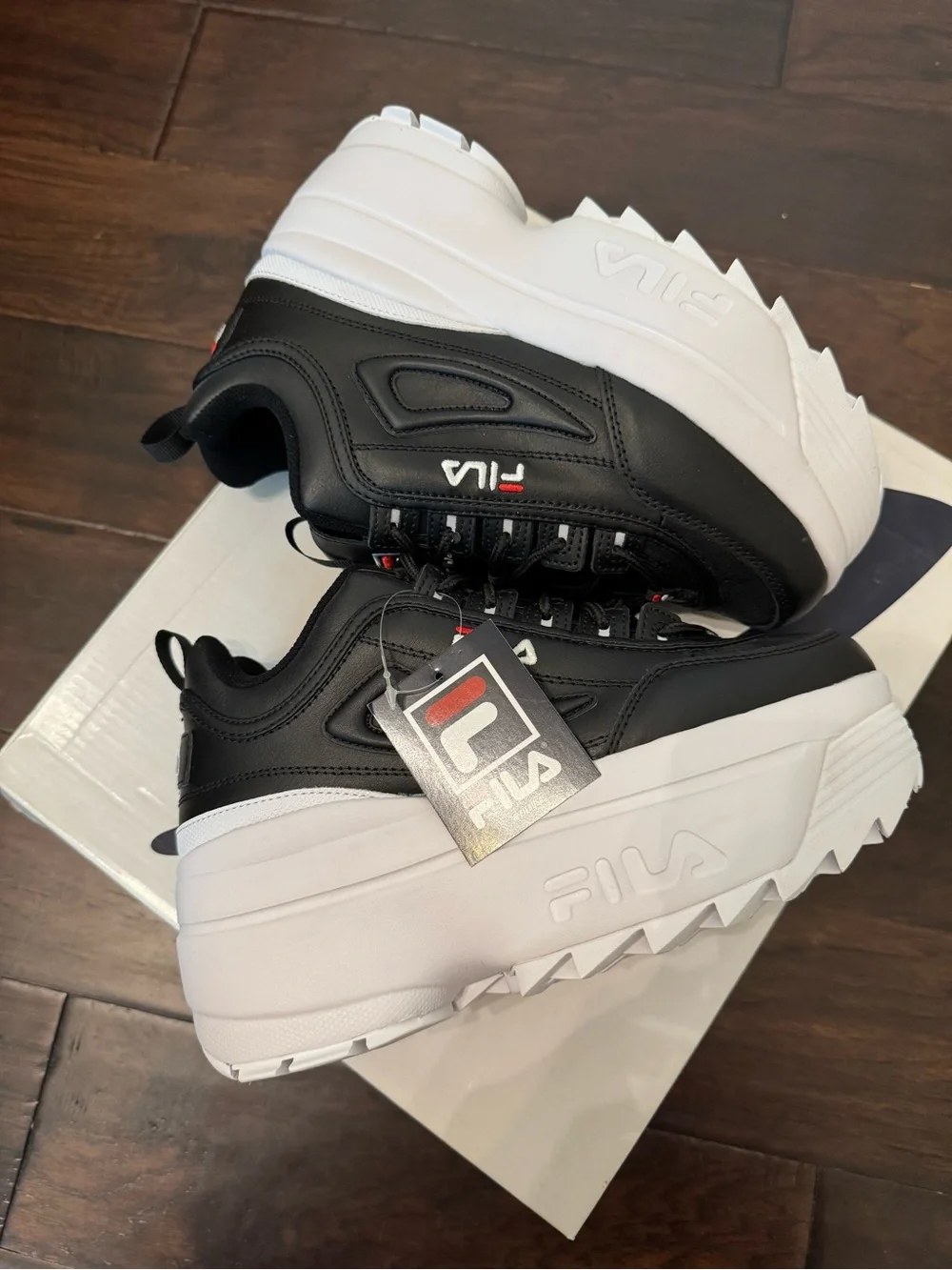NEW Fila Disruptor 2 Wedge Platform Shoe Sneaker Chunky Black White 8.5