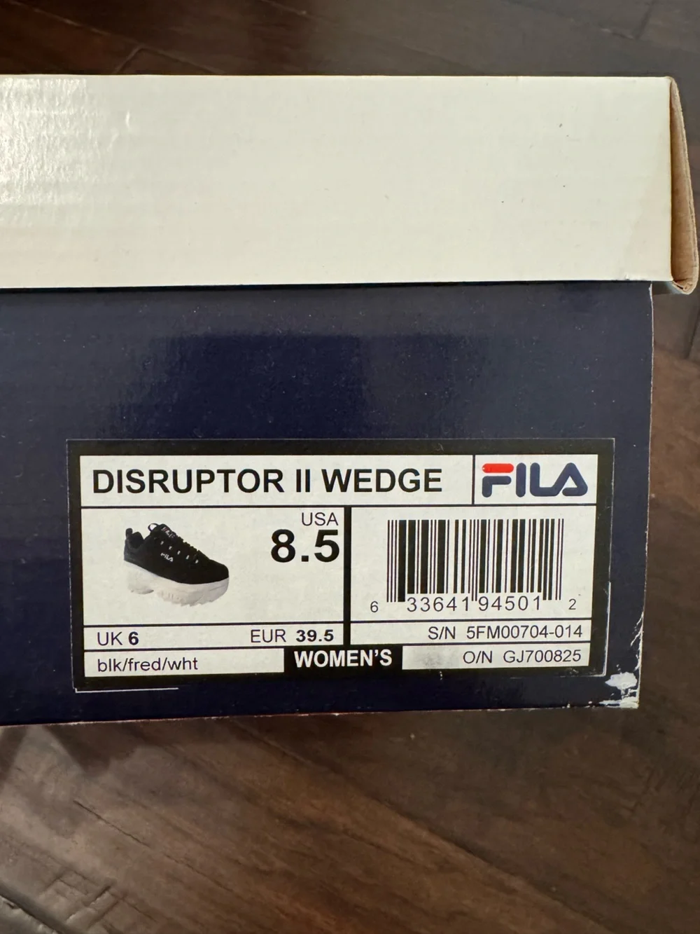 NEW Fila Disruptor 2 Wedge Platform Shoe Sneaker Chunky Black White 8.5