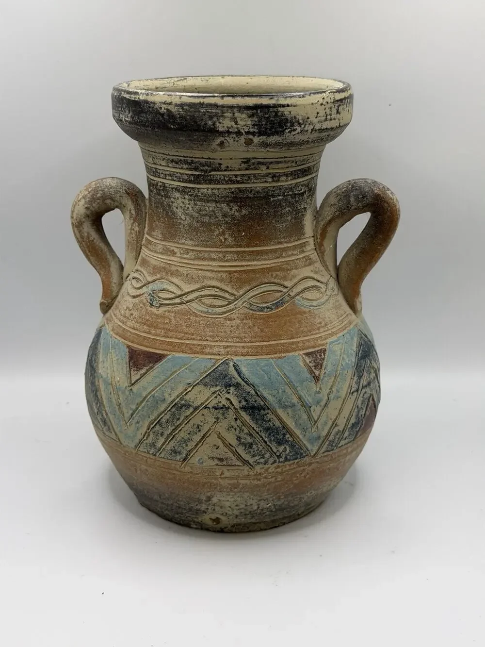 Vintage Olla Vase Hand Thrown Studio Pottery Sgraffito Southwestern