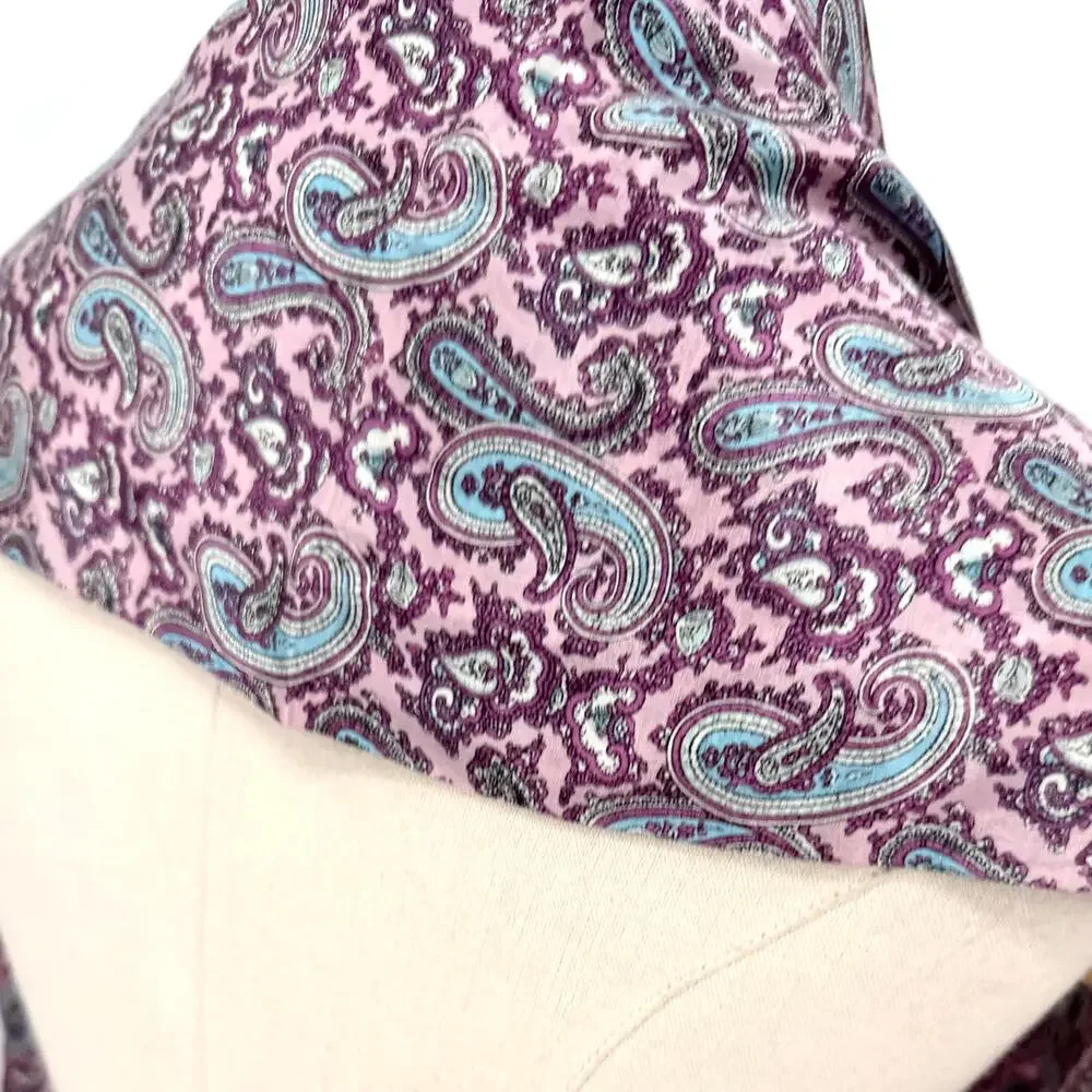 Vintage 80s Oscar de la Renta Purple 100% Silk Paisley Fringe Scarf