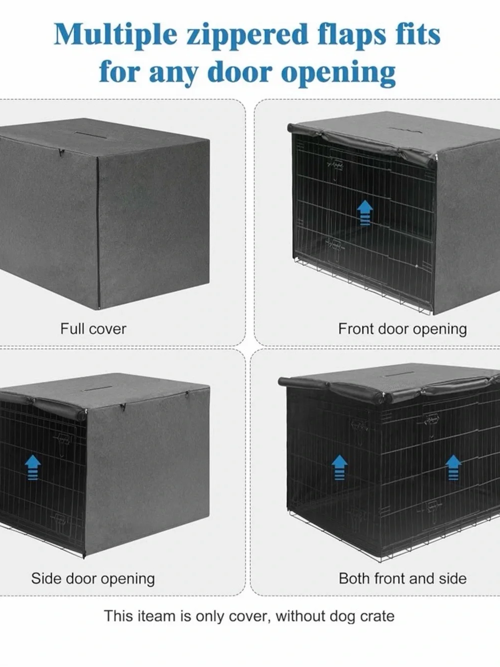 Deblue 42 inches Dog Crate Cover, Sturdy Windproof Pet Kennel Cover Gray color