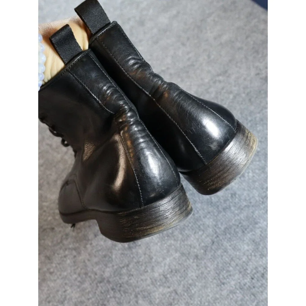To Boot New York Adam Derrick Boots Mens 12 Black Leather Cap Toe Lace Up Italy