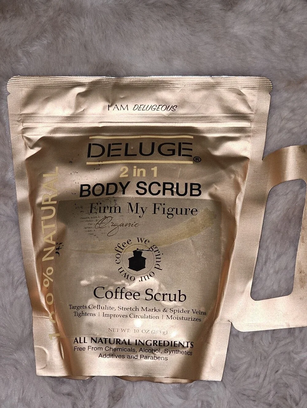 Deluge Organic Coffee Body and Face Scrub Natural, stretch marks, cellulite 10oz