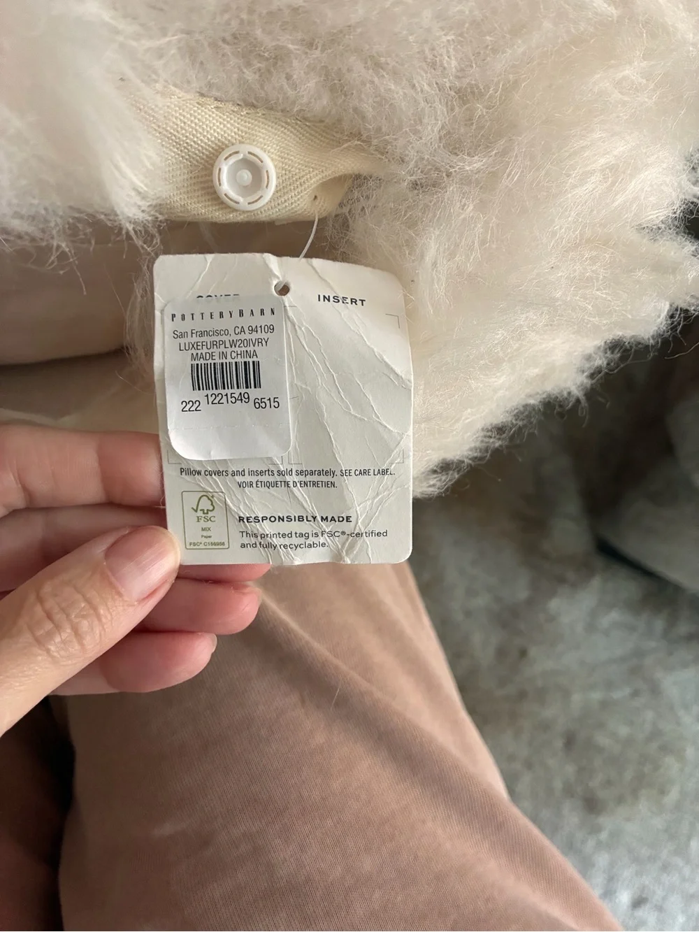 Pottery Barn Alpine Luxe Faux Fur Throw and 3 Pillow Covers
