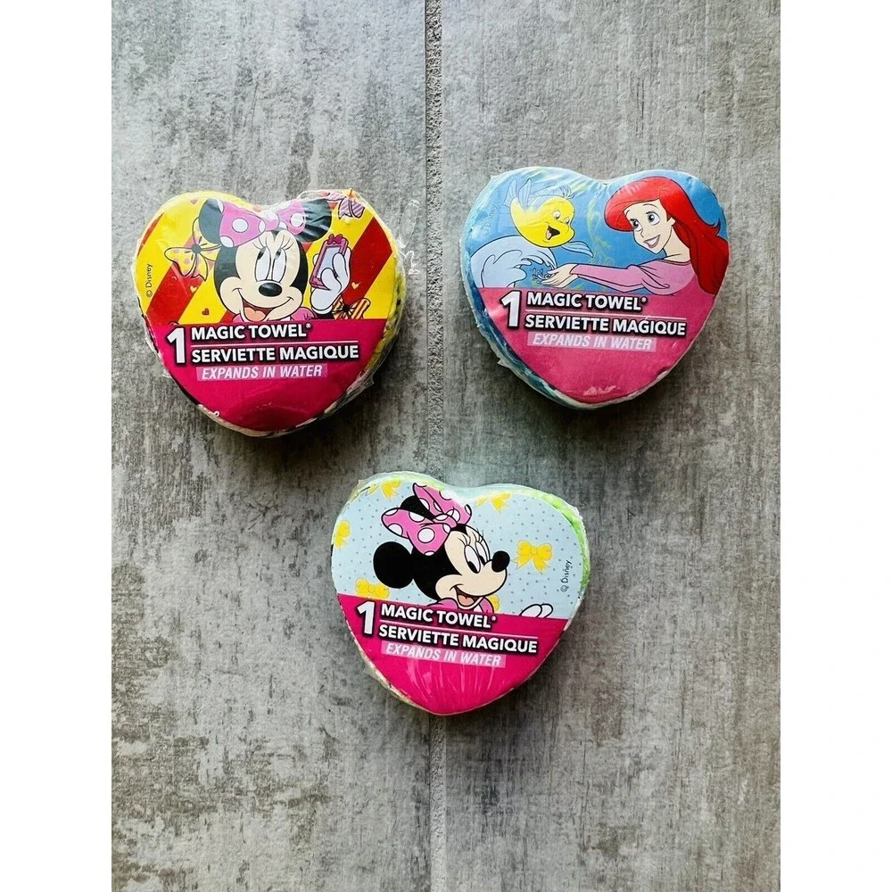 Set Lot 3 Disney Little Mermaid Minnie Magic Towel Washcloths In Water it Grows